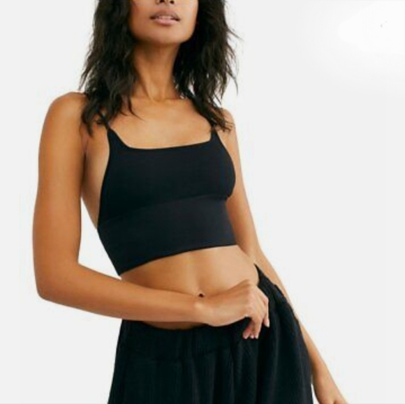Free People Andi Square Neck Seamless Bra Black MSRP $38 FP084 - Picture 3 of 14